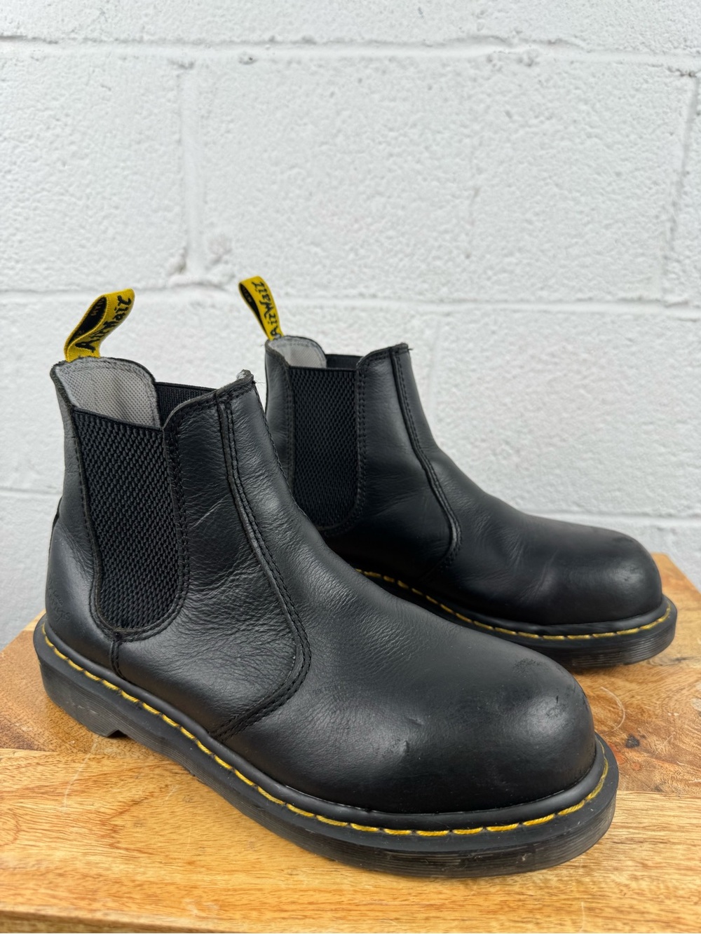 Dr. Martens Arbor Newark Steel Toe Chelsea Work Boots Black Leather